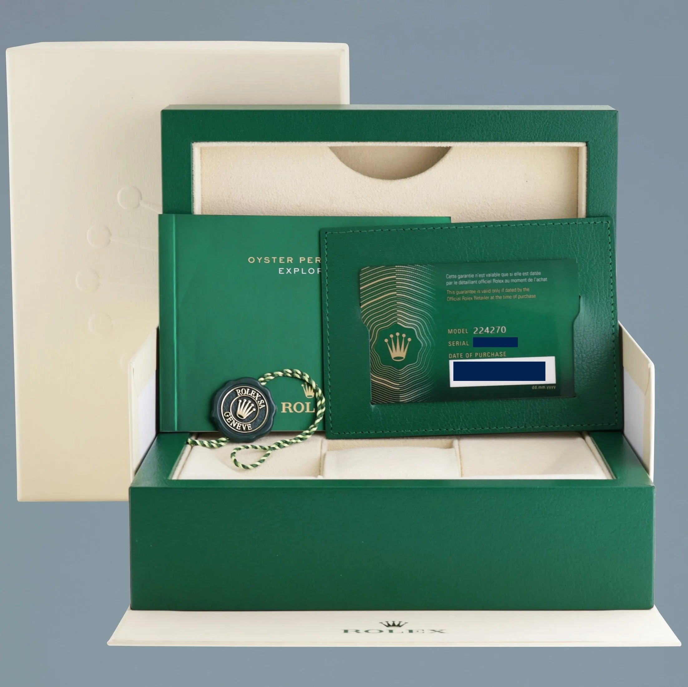 NEW PAPERS 2023 Rolex 224270 Explorer Black Arabic Dial Steel 40mm Oyster Watch Box