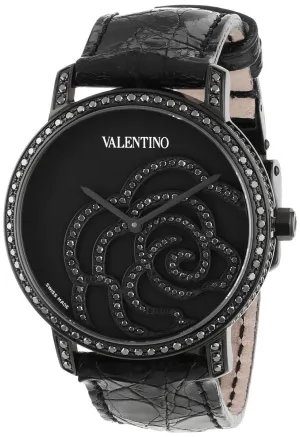 NEW WITHOUT BOX Valentino Rose Black PVD Steel Womens Strap Watch Black Diamonds V41SBQ-6709-SSA09