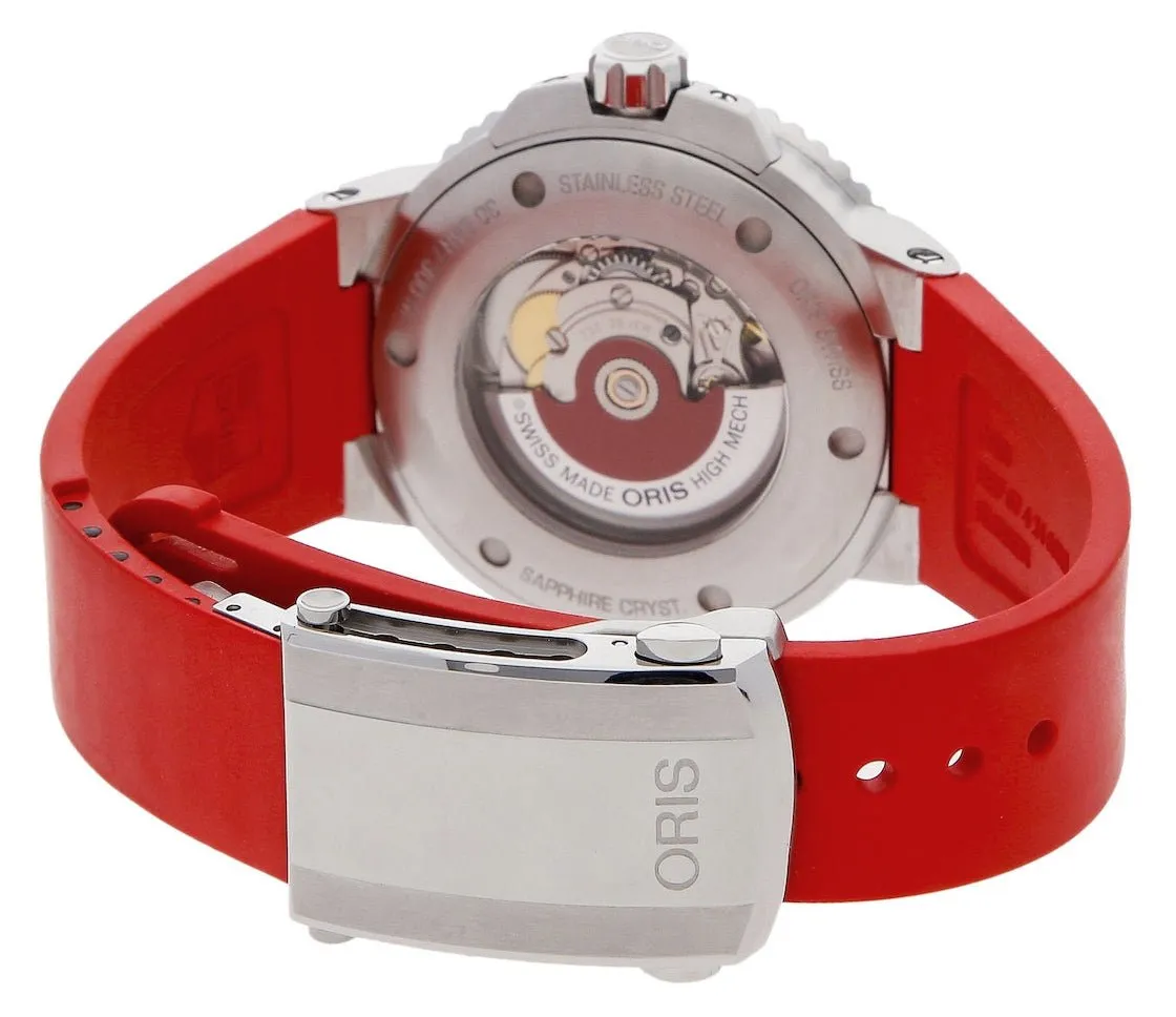 Oris Aquis Relief Automatic Stainless Steel Gray Dial Red Rubber Strap Date Divers Mens Watch 733 7730 4153-07 4 24 66EB