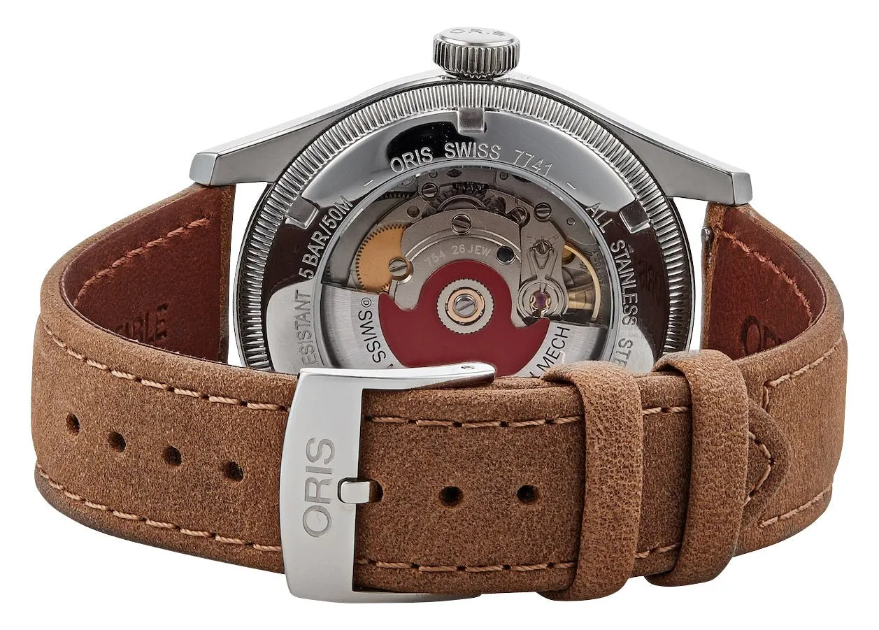 Oris Big Crown Pointer Date Automatic Stainless Steel Blue Dial Brown Leather Strap Mens Watch 754 7741 4065-07 5 20 63