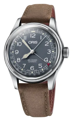 Oris Big Crown Pointer Date Automatic Stainless Steel Blue Dial Brown Leather Strap Mens Watch 754 7741 4065-07 5 20 63
