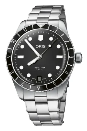 Oris Divers Sixty-Five 12H Automatic Stainless Steel Black Dial Date Mens Watch 400 7772 4054-07 8 20 18