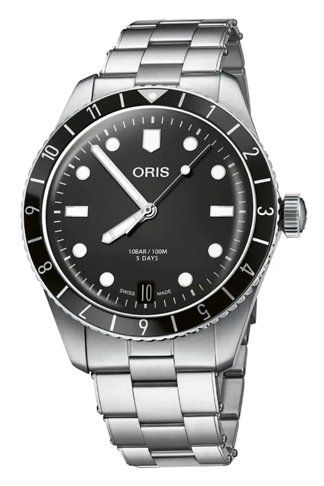 Oris Divers Sixty-Five 12H Automatic Stainless Steel Black Dial Date Mens Watch 400 7772 4054-07 8 20 18