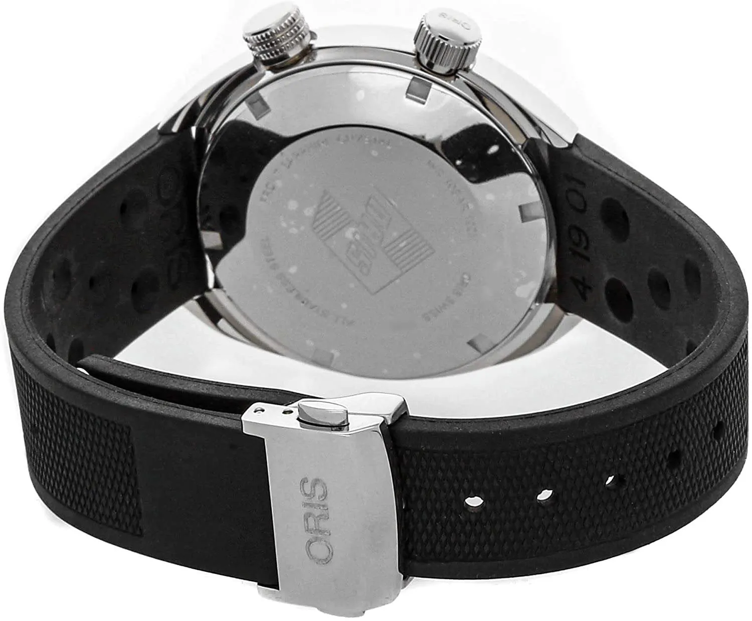 Oris Chronoris Automatic Stainless Steel Black Rubber Strap Black Dial Date Mens Watch 733 7737 4054-RS