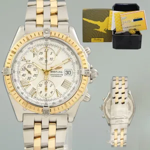 PAPERS Breitling Crosswind Automatic D13355 Two Tone Gold 42mm White Watch Box