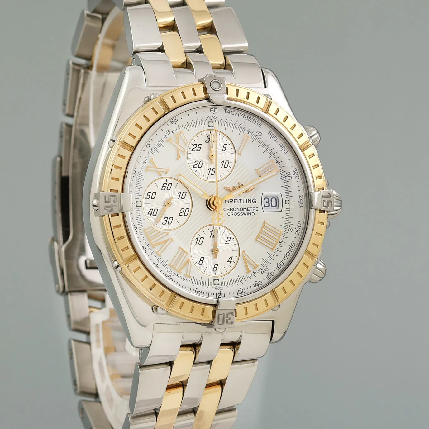 PAPERS Breitling Crosswind Automatic D13355 Two Tone Gold 42mm White Watch Box