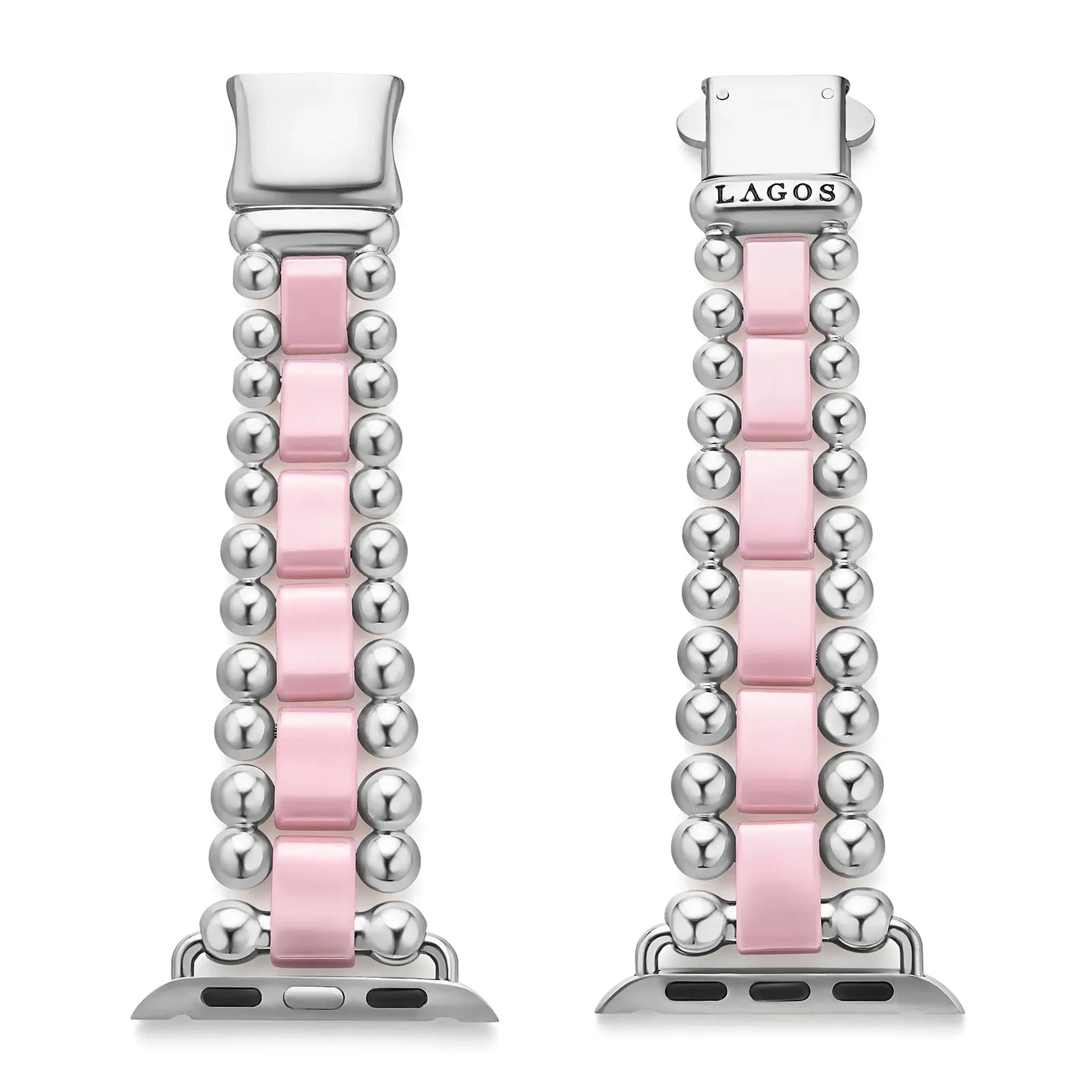 Pink Ceramic and Stainless Steel Watch Bracelet-38-45mm