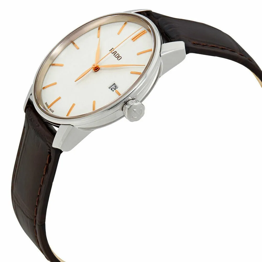 Rado Coupole L Silver Dial Brown Leather Strap Quartz Mens Watch R22864025