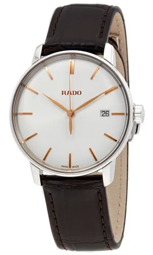 Rado Coupole L Silver Dial Brown Leather Strap Quartz Mens Watch R22864025