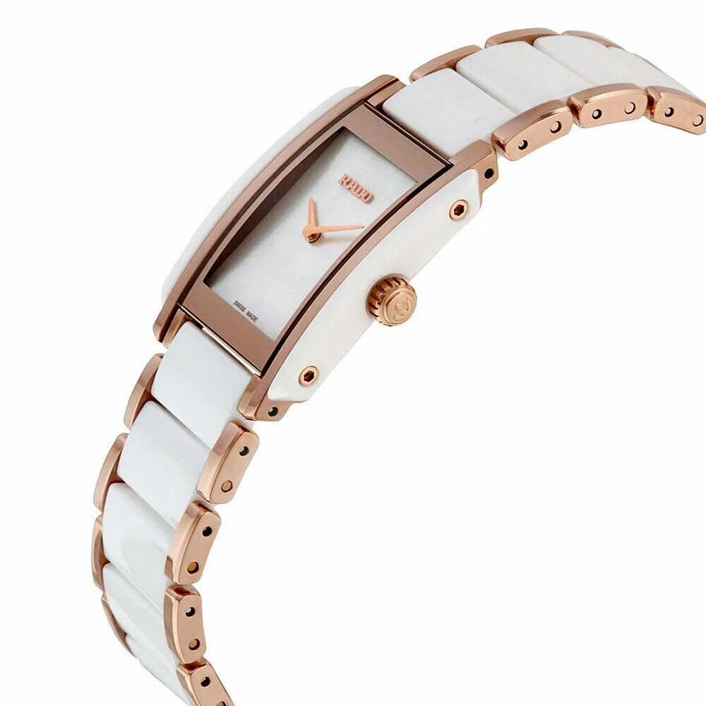 Rado Integral Rose Gold Stainless Steel & White Ceramic Case Mother of Pearl Quartz Dial Womens Watch R20844902