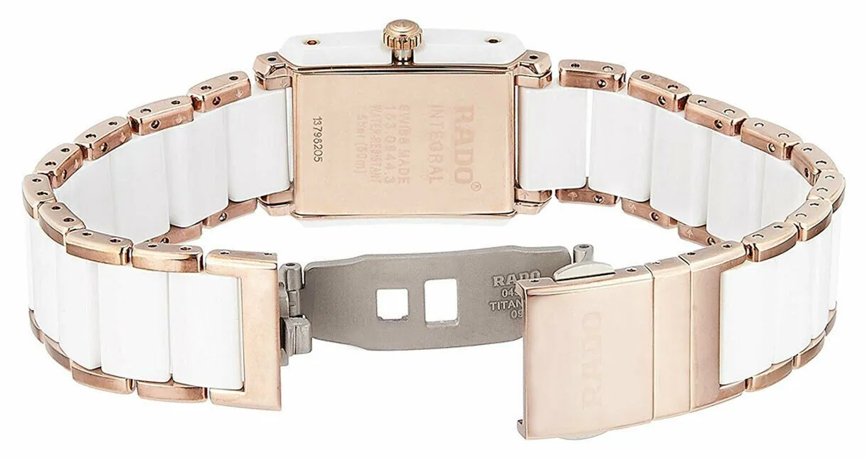 Rado Integral Rose Gold Stainless Steel & White Ceramic Case Mother of Pearl Quartz Dial Womens Watch R20844902