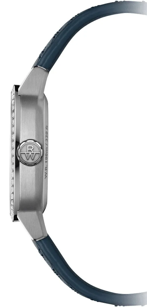 Raymond Weil Freelancer Automatic Stainless Steel Blue Dial Blue Leather Strap Date Diamonds Womens Watch 2490-SCS-50051