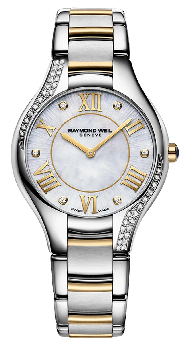 Raymond Weil Noemia Two-Tone Stainless Steel Mother-Of-Pearl Dial Diamonds Quartz Womens Watch 5132-S1P-00966