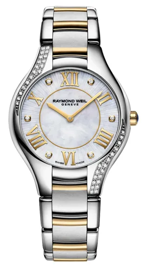 Raymond Weil Noemia Two-Tone Stainless Steel Mother-Of-Pearl Dial Diamonds Quartz Womens Watch 5132-S1P-00966