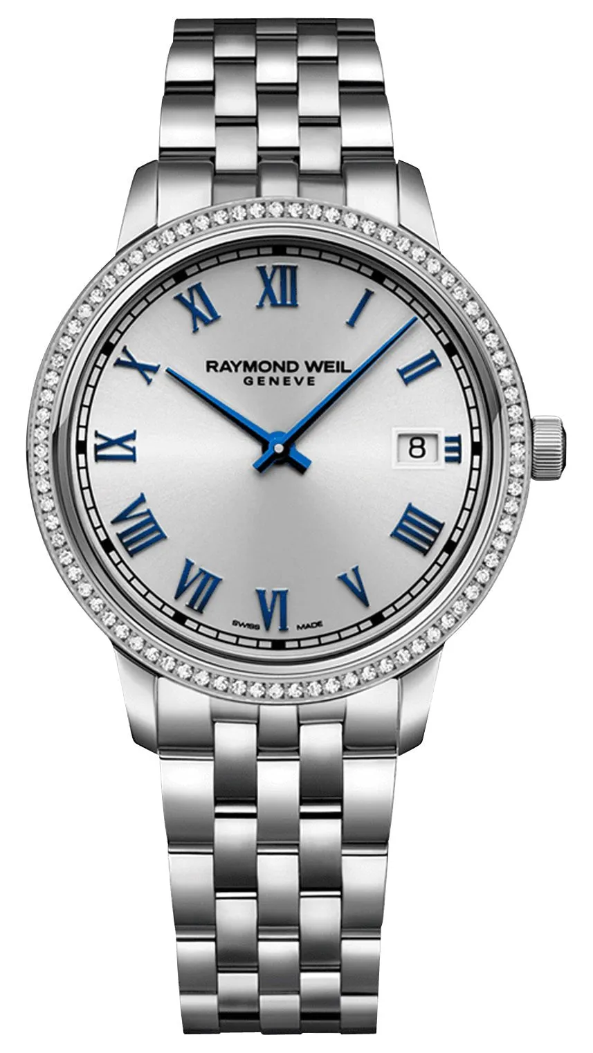 Raymond Weil Toccata Stainless Steel Silver Dial Diamonds Date Quartz Womens Watch 5385-STS-00653