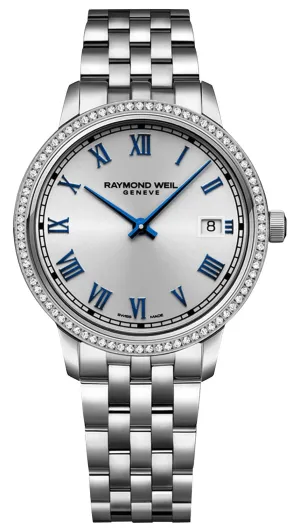 Raymond Weil Toccata Stainless Steel Silver Dial Diamonds Date Quartz Womens Watch 5385-STS-00653