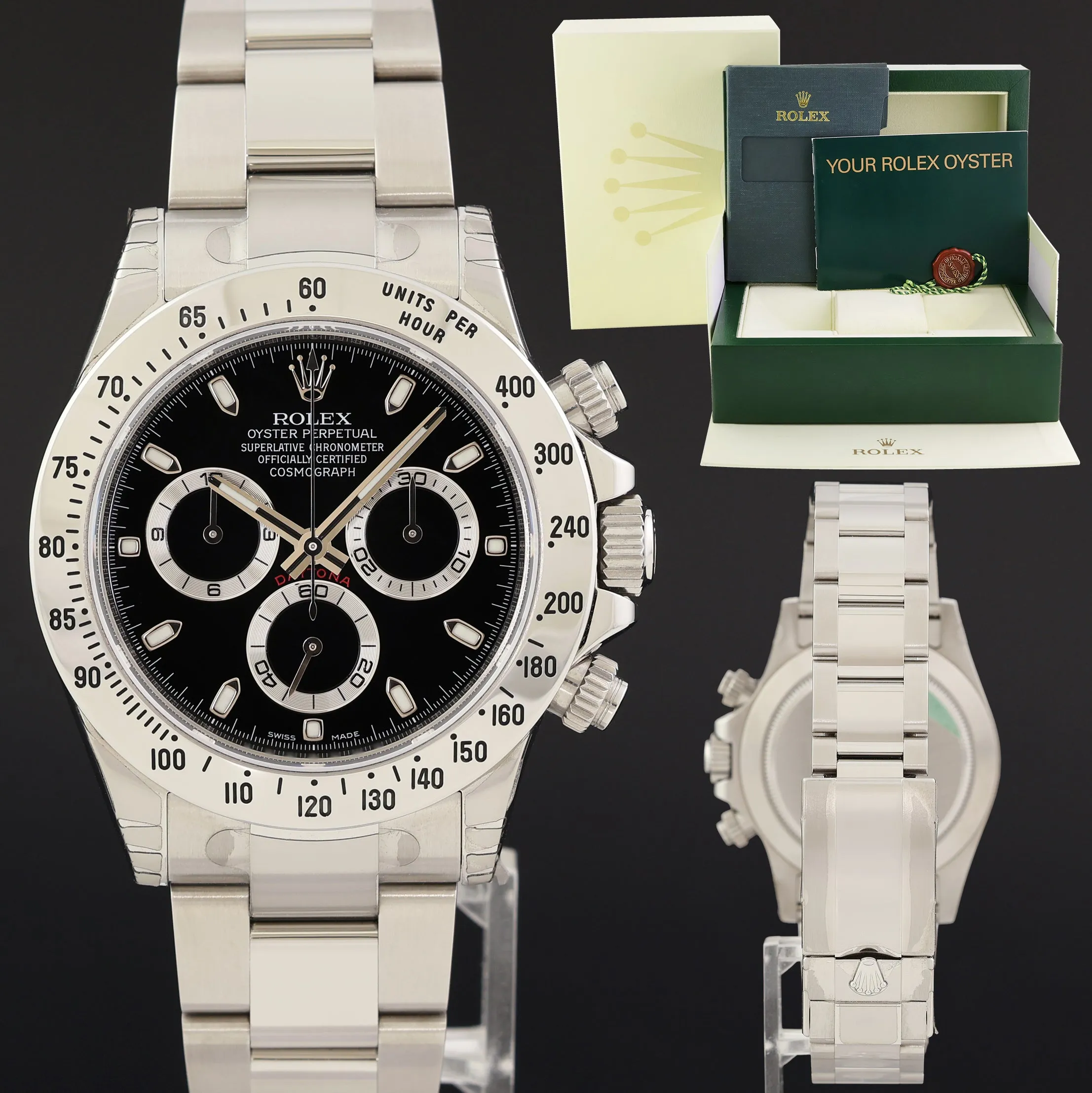 STICKERS NEW 2011 Rolex Daytona 116520 Black Dial Steel Chronograph 40mm Watch Box