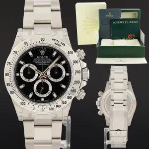 STICKERS NEW 2011 Rolex Daytona 116520 Black Dial Steel Chronograph 40mm Watch Box