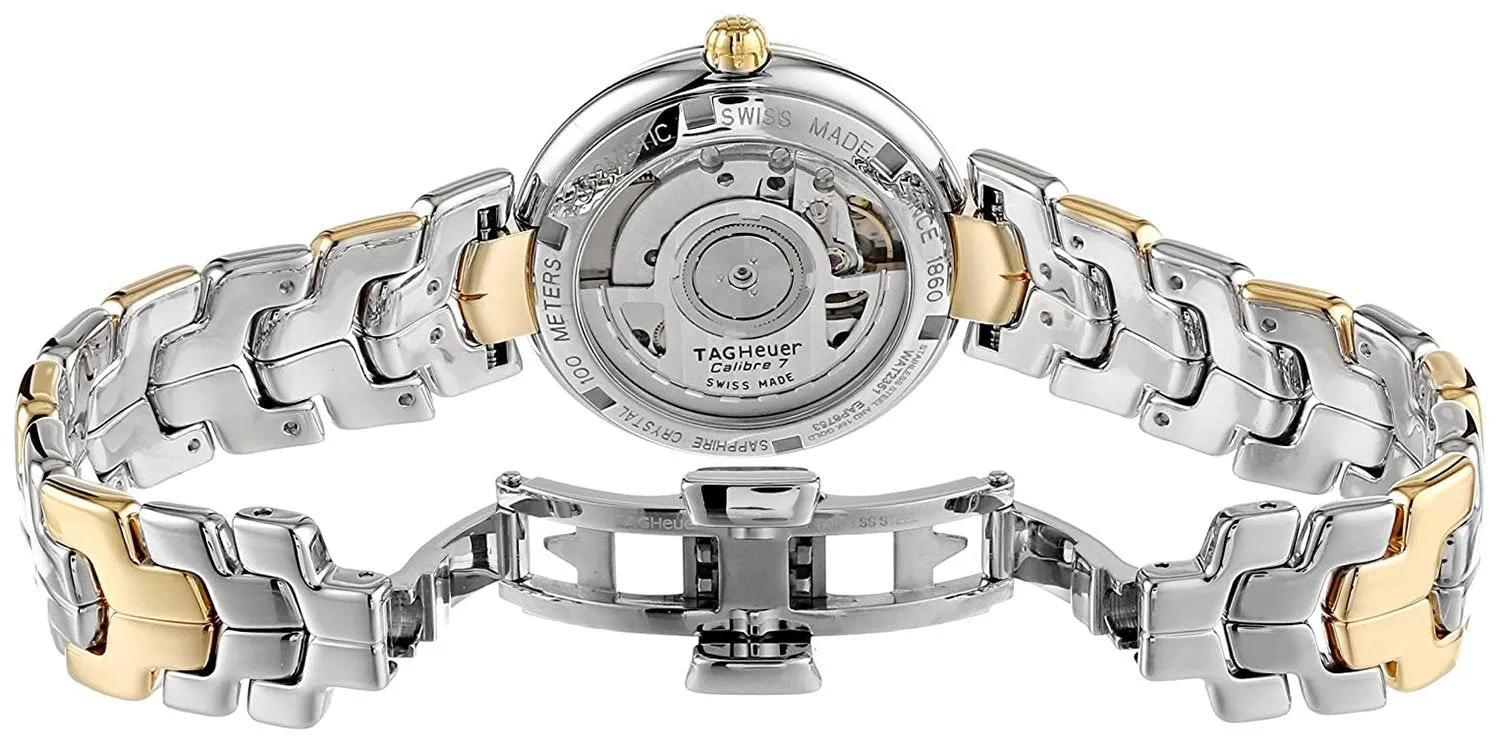 TAG Heuer Link Automatic Yellow Gold and Steel Mother-of-Pearl Dial Diamonds Date Womens Watch WAT2351.BB0957