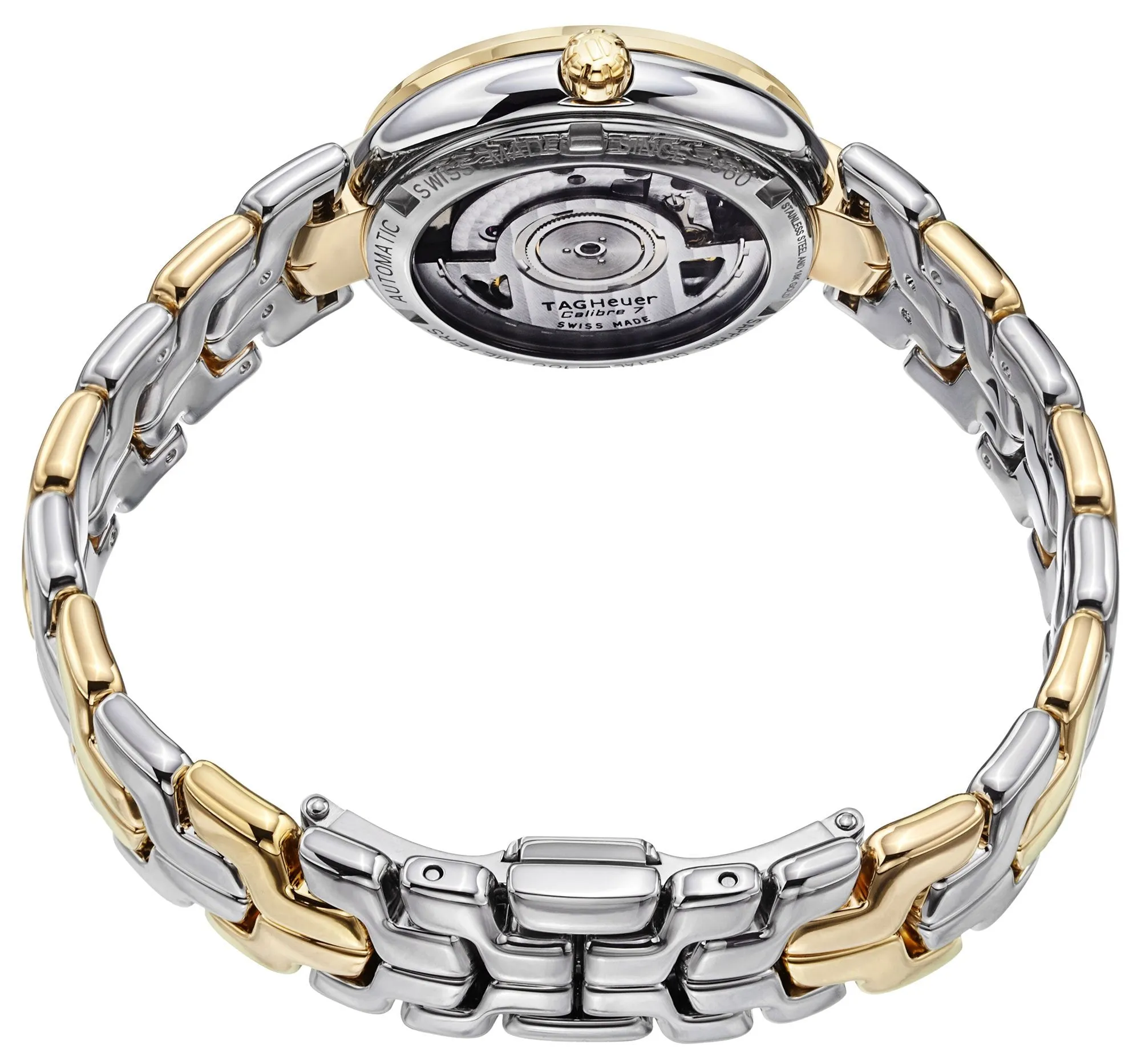 TAG Heuer Link Automatic Yellow Gold and Steel Mother-of-Pearl Dial Diamonds Date Womens Watch WAT2351.BB0957