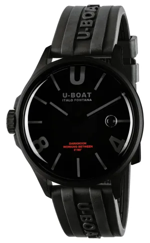 U-Boat Darkmoon Black PVD Black Dial Black Rubber Strap Quartz Mens Watch 9544