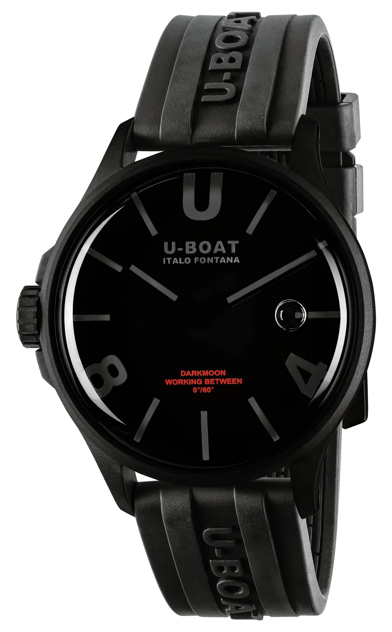 U-Boat Darkmoon Black PVD Black Dial Black Rubber Strap Quartz Mens Watch 9544