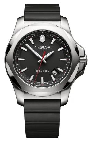 Victorinox Swiss Army I.N.O.X. Stainless Steel Black Dial Black Rubber Strap Date Divers Quartz Mens Watch 241682.1
