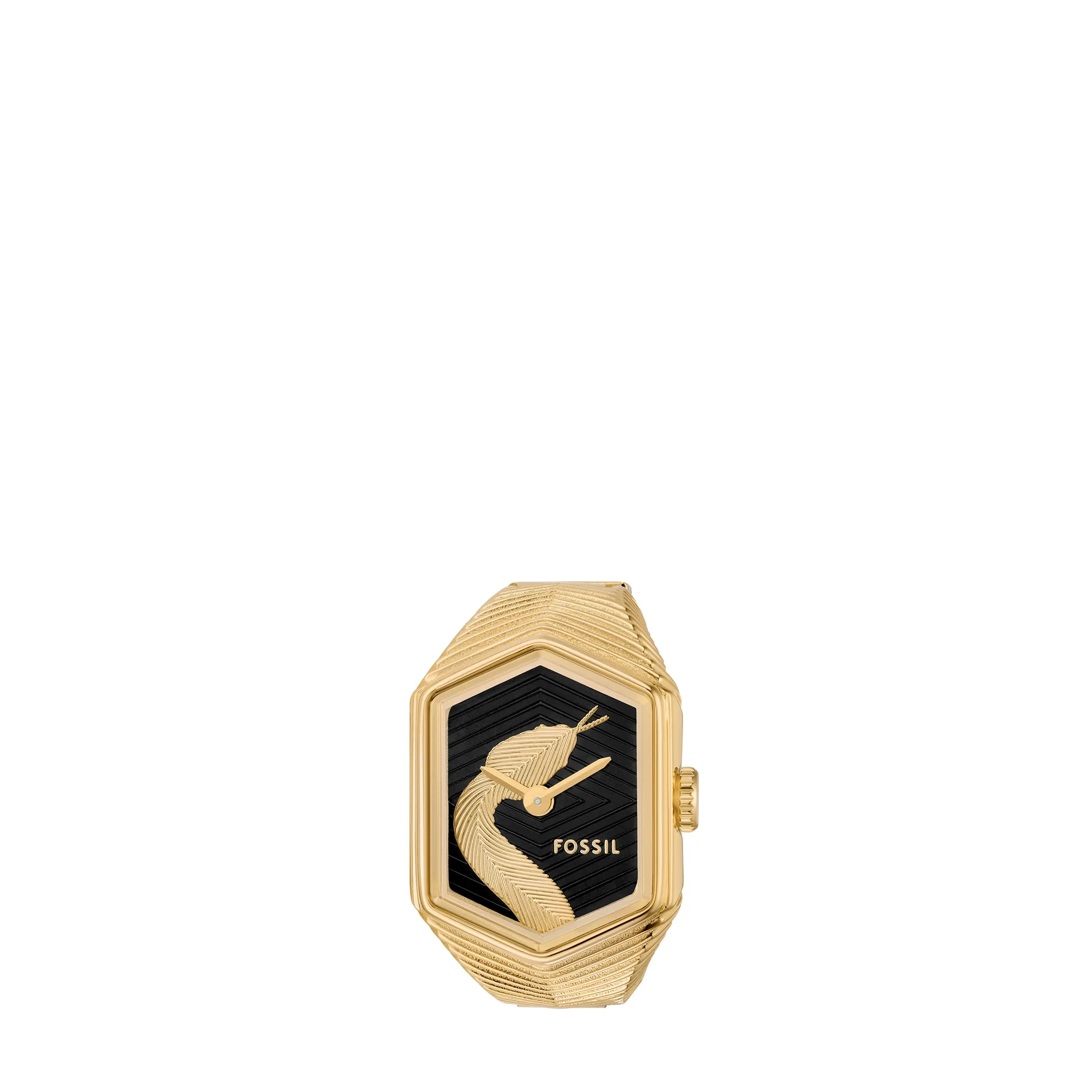 Watch Ring Three-Hand Gold-Tone Stainless Steel